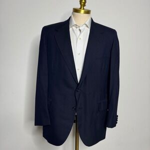 Oxxford Clothes Super 100s 42R Mens Navy Pinstripe Wool Suit Blazer Jacket